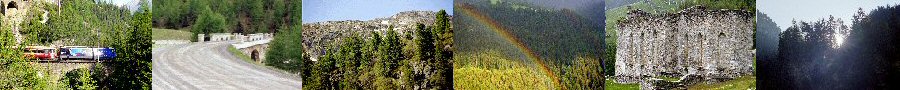 Rhtische Bahn, Umbrailpass, Albulapass, Regenbogen Lenzerheide, Malojapass, Sonnenaufgang ber der Via Mala 